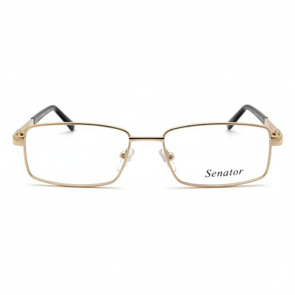 Men's Triangle Metal Optical Frames – Gold with Brown Plastic Temples | Designed in London