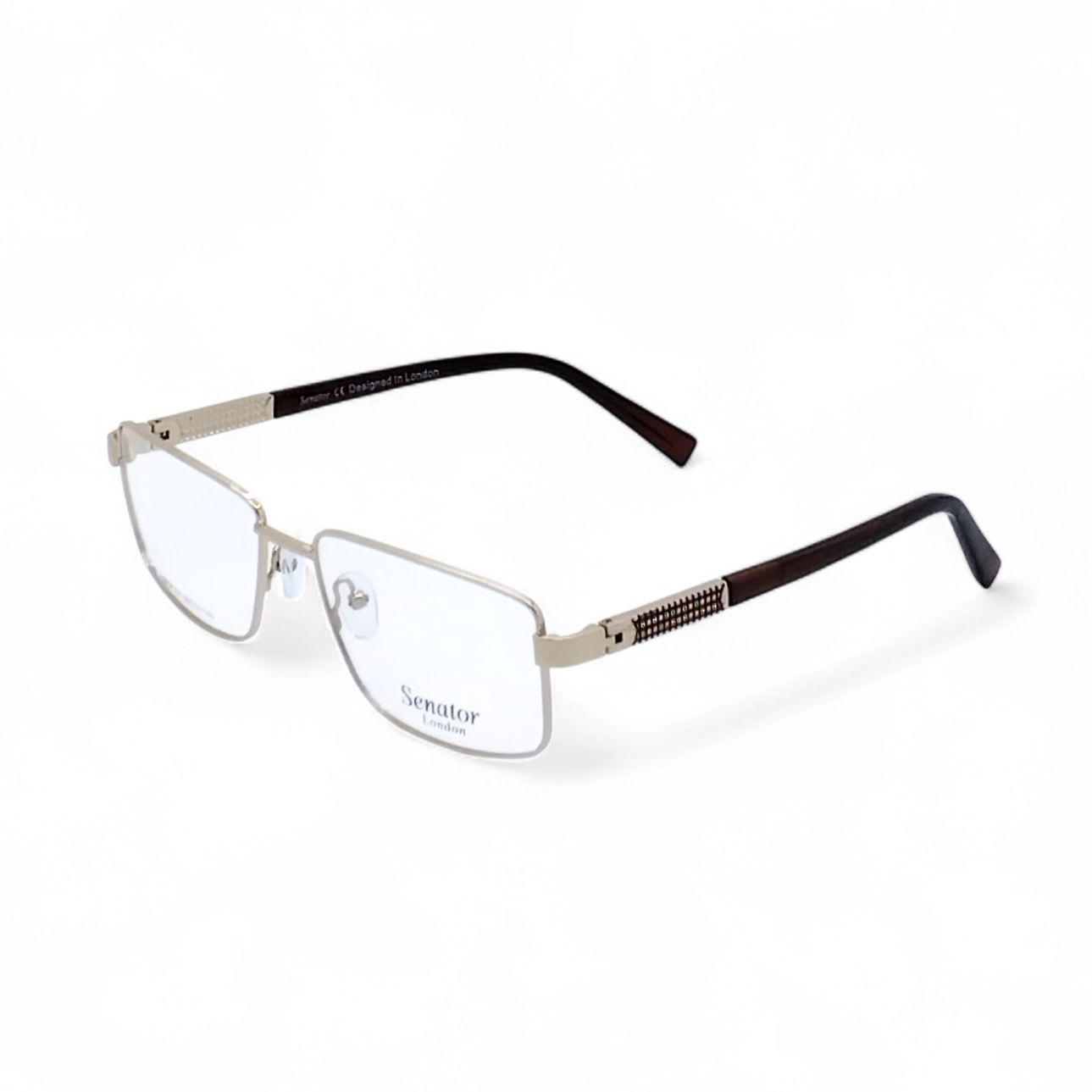 Men's Triangle Metal Optical Frames – Gold with Brown Plastic Temples | Designed in London