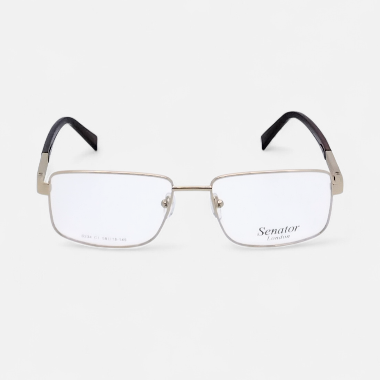 Men's Triangle Metal Optical Frames – Gold with Brown Plastic Temples | Designed in London