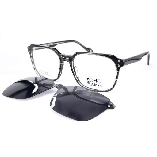 Men's Square Optical Frames with Magnetic Clip-On – Soho Square Clip | Designed in London