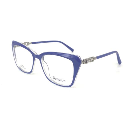 Women's Cat Eye Optical Frames – Deep Navy & Glossy Black with Chain-Link Temples | Designed in London