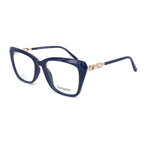 Women's Cat Eye Optical Frames – Deep Navy & Glossy Black with Chain-Link Temples | Designed in London