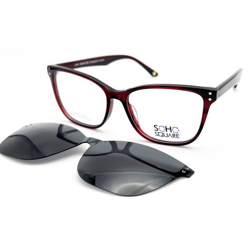 Women's Cat Eye Optical Frames with Magnetic Polarised Clip-On – Soho Square Clip | Designed in London