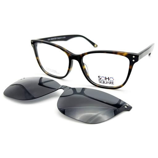 Women's Cat Eye Optical Frames with Magnetic Polarised Clip-On – Soho Square Clip | Designed in London