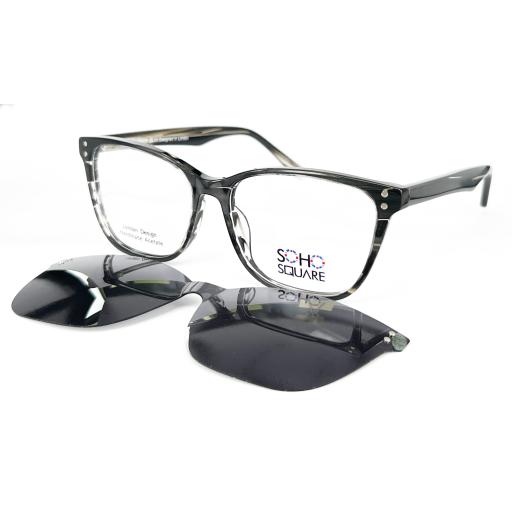 Women's Cat Eye Optical Frames with Magnetic Polarised Clip-On – Soho Square Clip | Designed in London