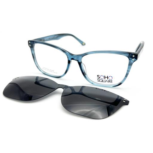 Women's Cat Eye Optical Frames with Magnetic Polarised Clip-On – Soho Square Clip | Designed in London