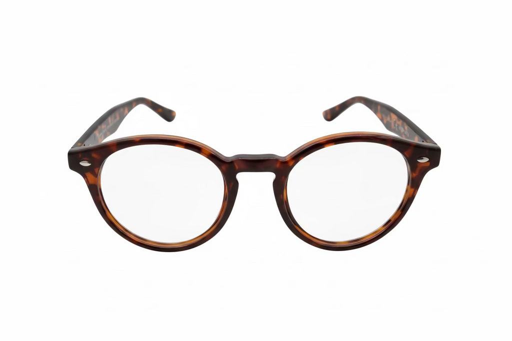 Round Optical Frames – Camouflage Brown Hand Polished Plastic