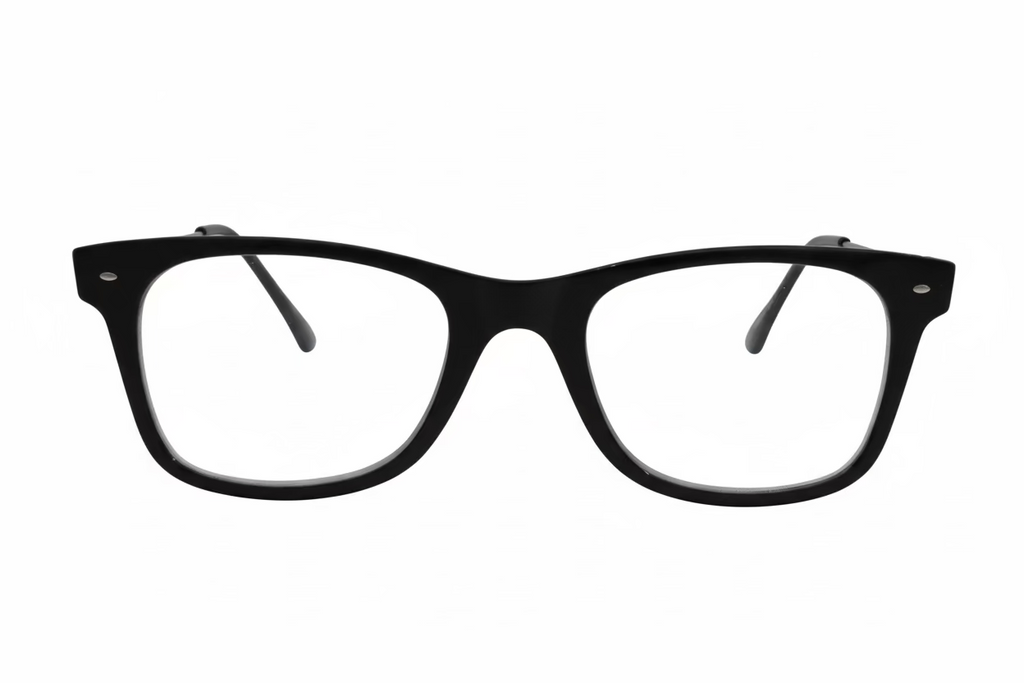 Rectangle Optical Frames – Black & Camouflage Brown Plastic with Thin Metal Temples