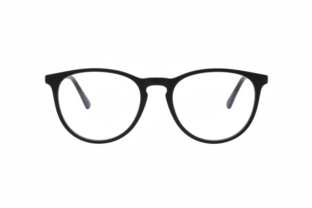 Oval Optical Frames – Black Hand Polished Plastic with Black Metal Temples