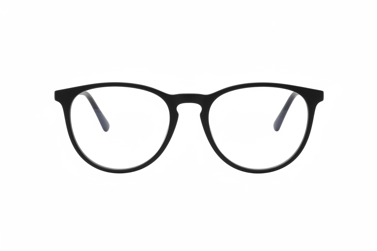 Oval Optical Frames – Black Hand Polished Plastic with Black Metal Temples
