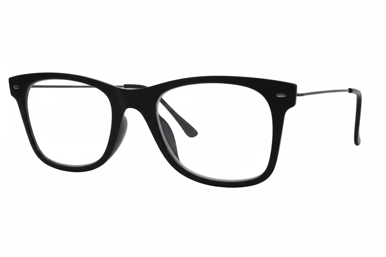 Rectangle Optical Frames – Black & Camouflage Brown Plastic with Thin Metal Temples