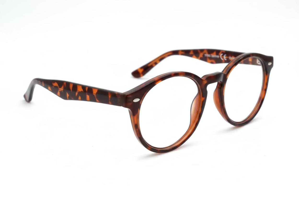 Round Optical Frames – Camouflage Brown Hand Polished Plastic