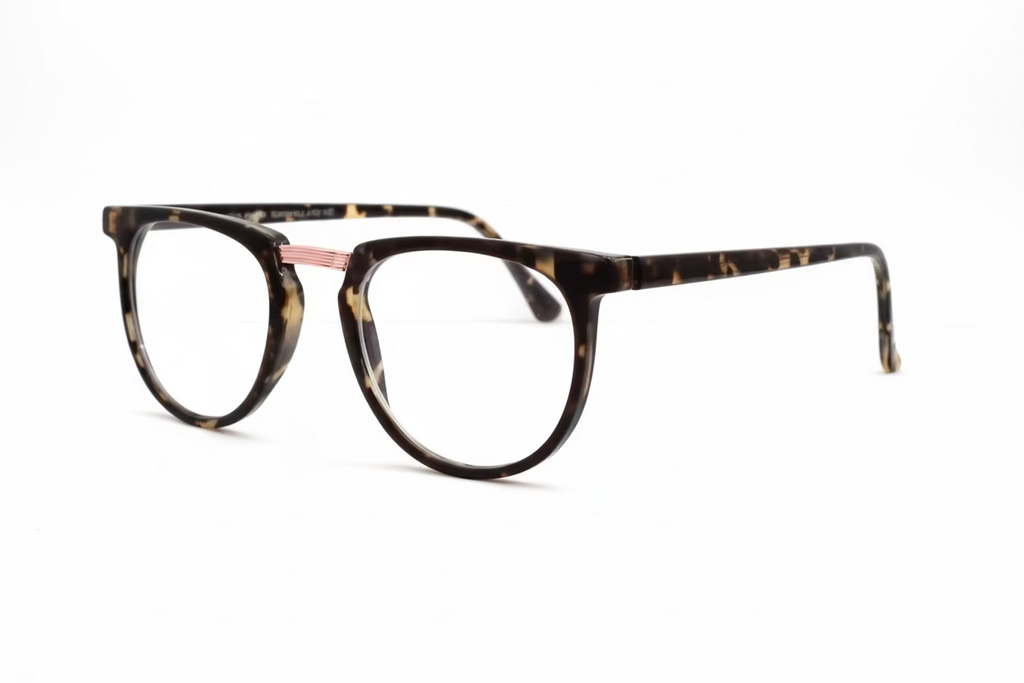 Oval Optical Frames – Camouflage Brown/black Hand Polished Plastic